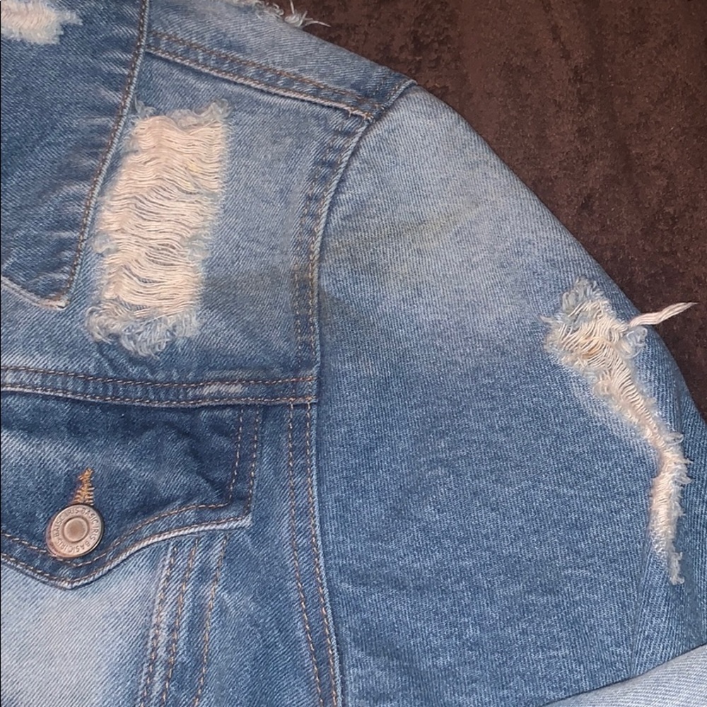 Iris Button Down Distressed Denim Jacket | Size:S - image 5